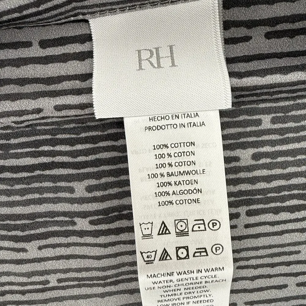 Restoration Hardware Italian Piscinas Sateen King Sham Set Washed Black Gray